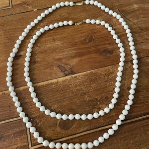 Vintage Set of Carol Dauplaise Milk Glass Necklaces